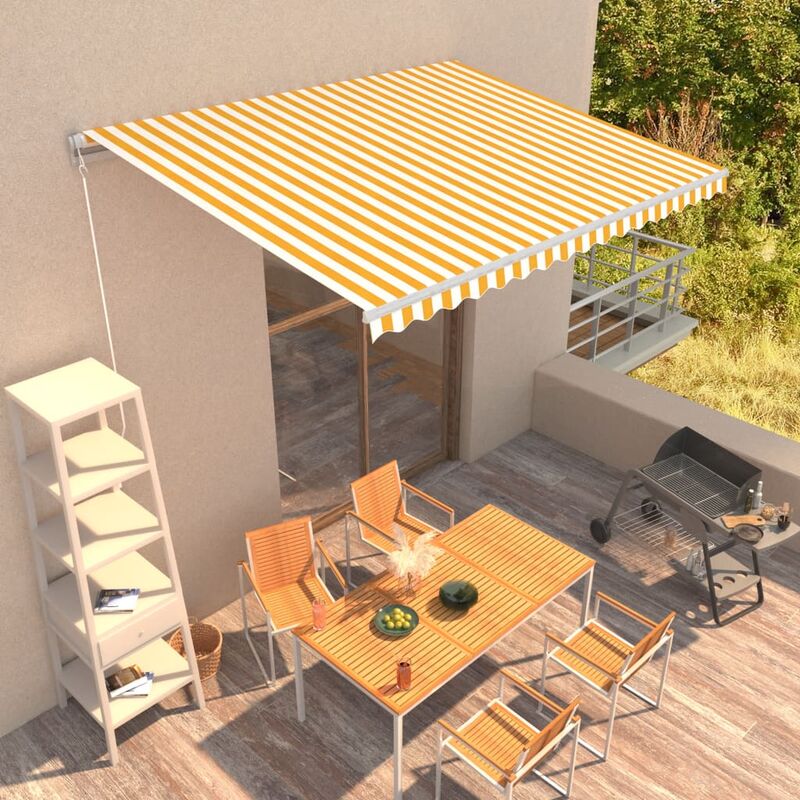 

Toldo manual retráctil amarillo y blanco 400x300 cm - Amarillo - Youthup