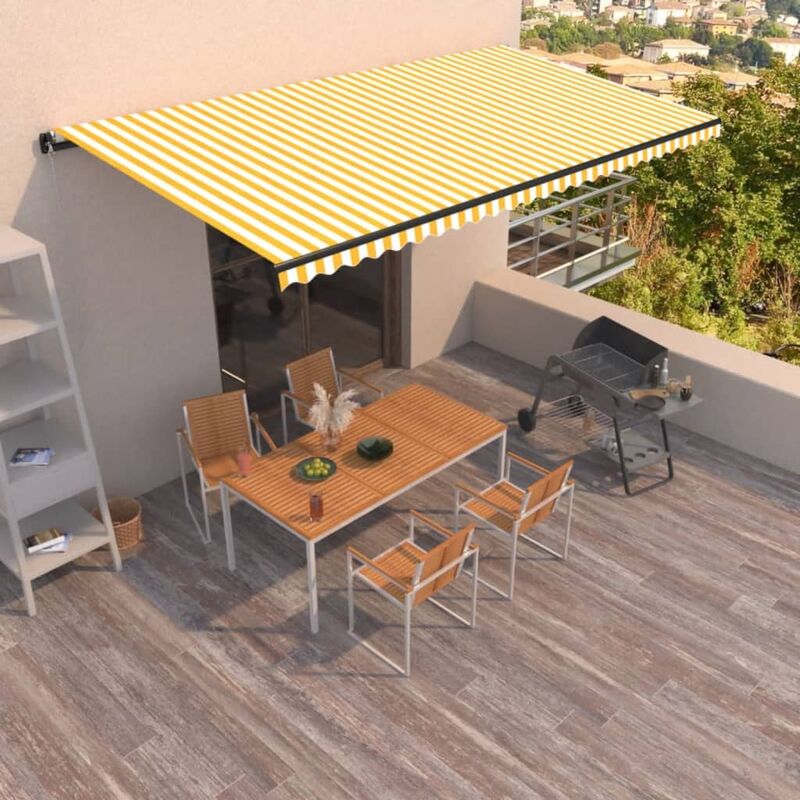 

YOUTHUP Toldo manual retráctil amarillo y blanco 600x350 cm - Amarillo