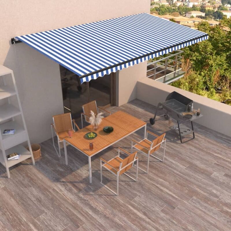 

YOUTHUP Toldo manual retráctil azul y blanco 600x350 cm - Azul