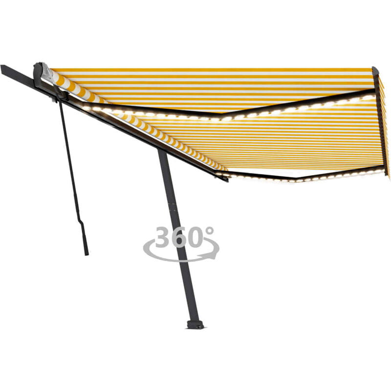 

YOUTHUP Toldo manual retráctil con LED amarillo y blanco 500x300 cm - Amarillo