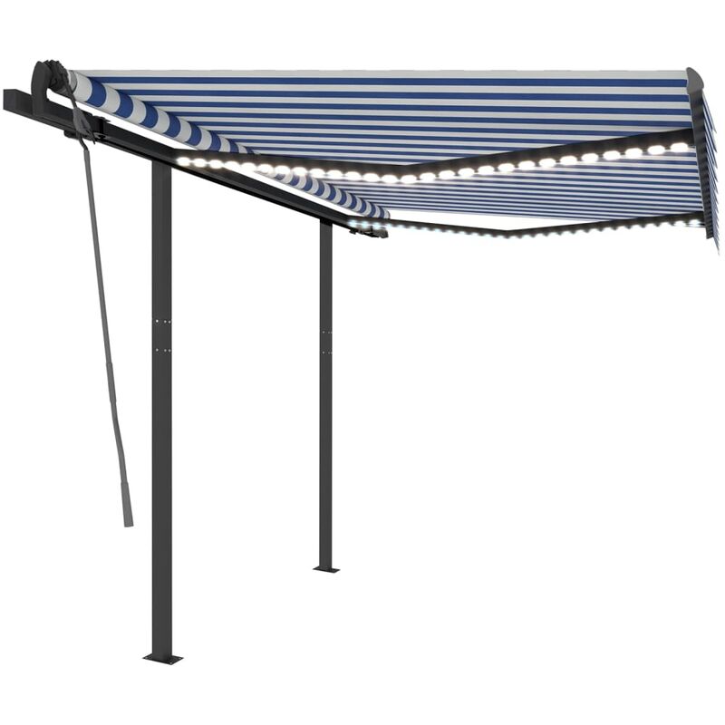 

Toldo manual retráctil con LED azul y blanco 3,5x2,5 m - Youthup