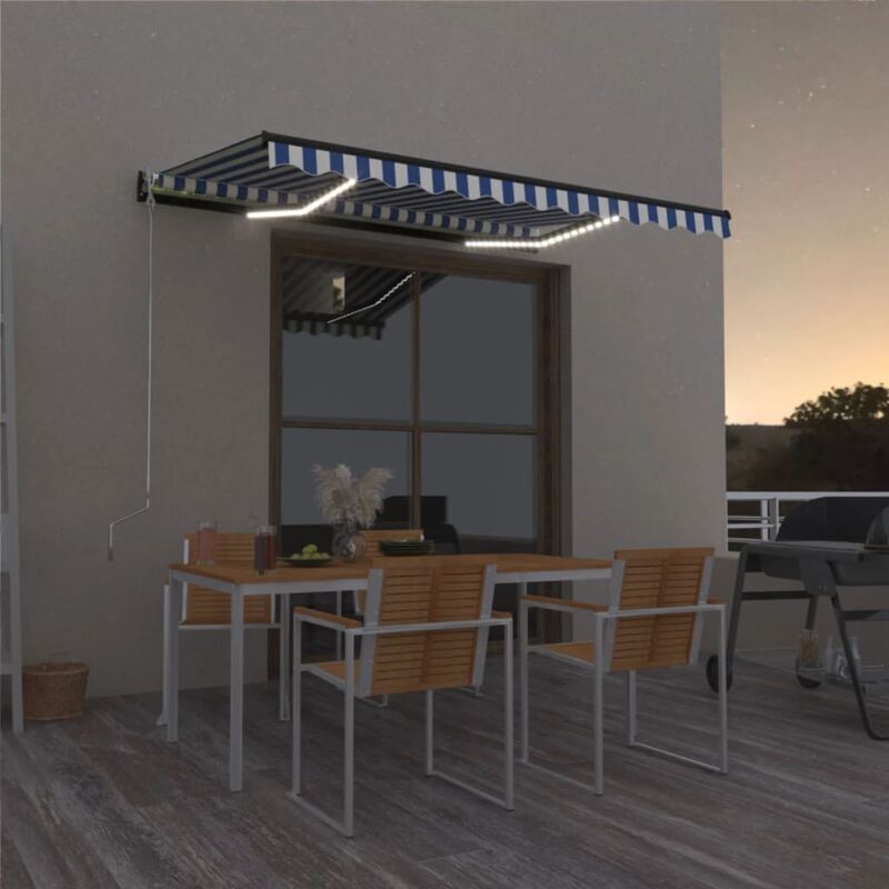 

Toldo manual retráctil con LED azul y blanco 400x300 cm - Azul - Youthup