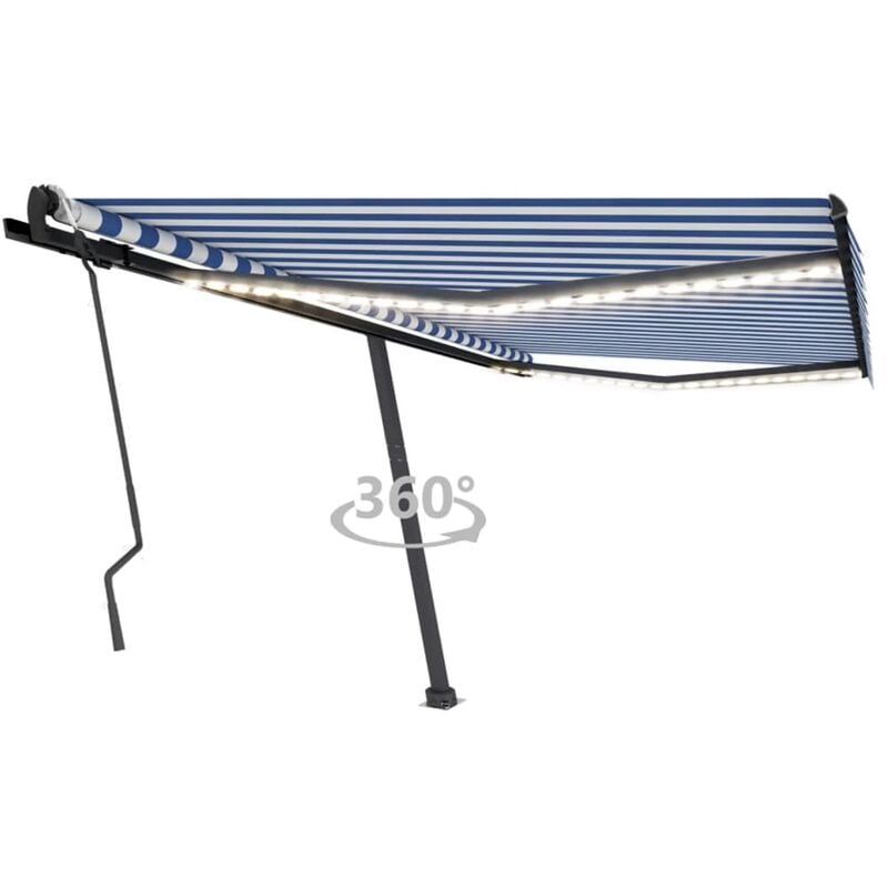 

YOUTHUP Toldo manual retráctil con LED azul y blanco 450x300 cm - Azul