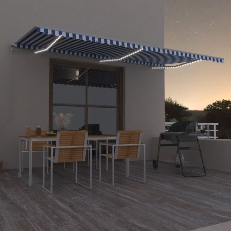 

Toldo manual retráctil con LED azul y blanco 600x350 cm - Azul - Youthup