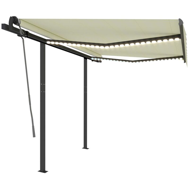 

Toldo manual retráctil con LED color crema 3,5x2,5 m - Youthup