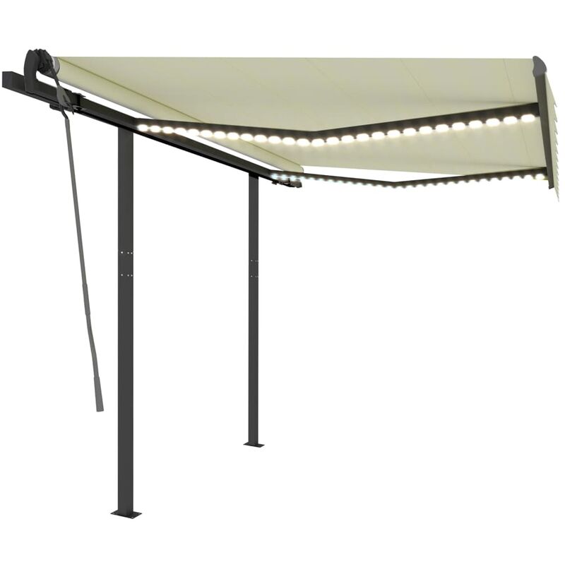 

Toldo manual retráctil con LED color crema 3x2,5 m - Youthup
