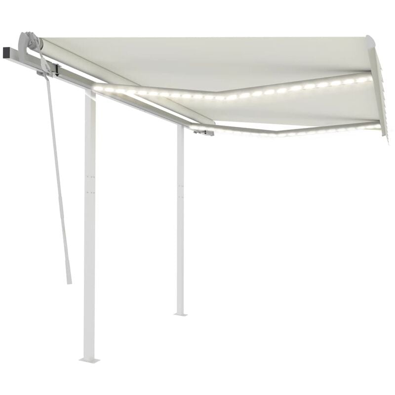 

Toldo manual retráctil con LED color crema 3x2,5 m - Crema - Youthup