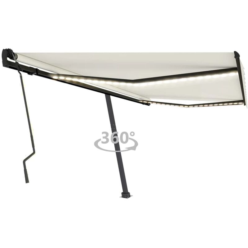 

YOUTHUP Toldo manual retráctil con LED color crema 400x300 cm - Crema