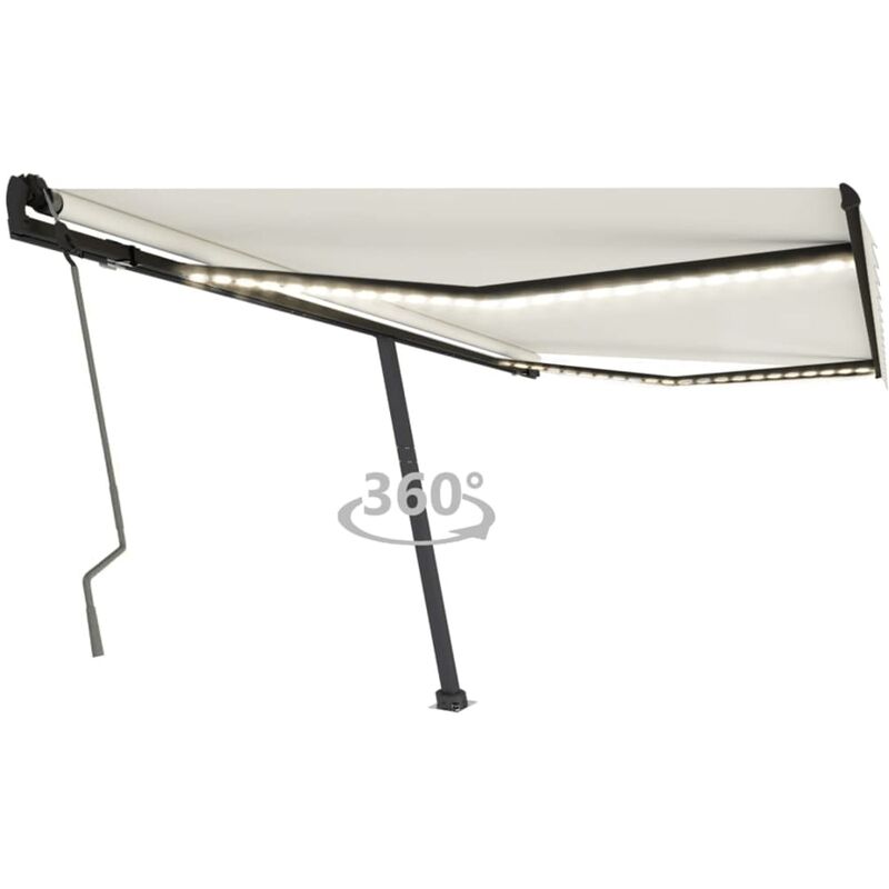 

Toldo manual retráctil con LED color crema 400x350 cm - Crema - Youthup
