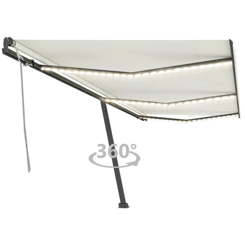 

Toldo manual retráctil con LED color crema 600x300 cm - Crema - Youthup