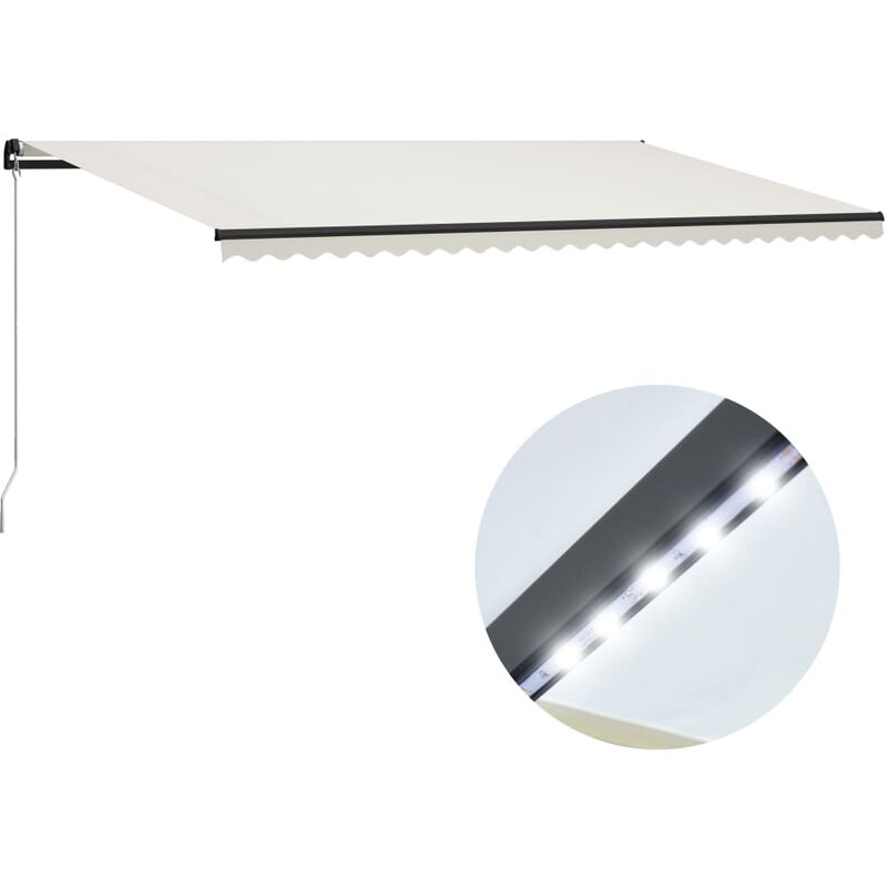 

Toldo manual retráctil con LED color crema 600x300 cm - Crema - Youthup