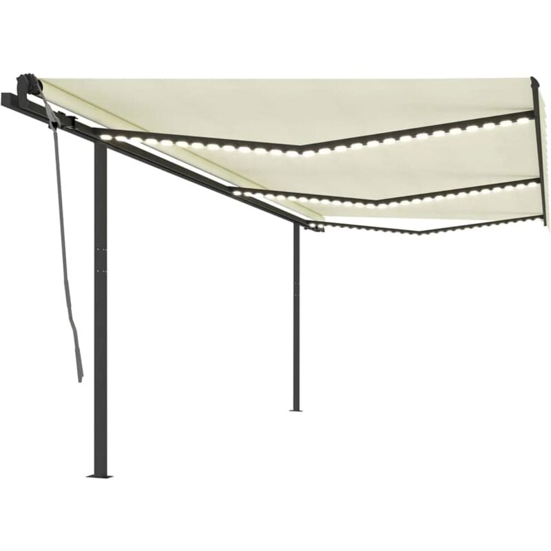 

Toldo manual retráctil con LED color crema 6x3 m - Youthup