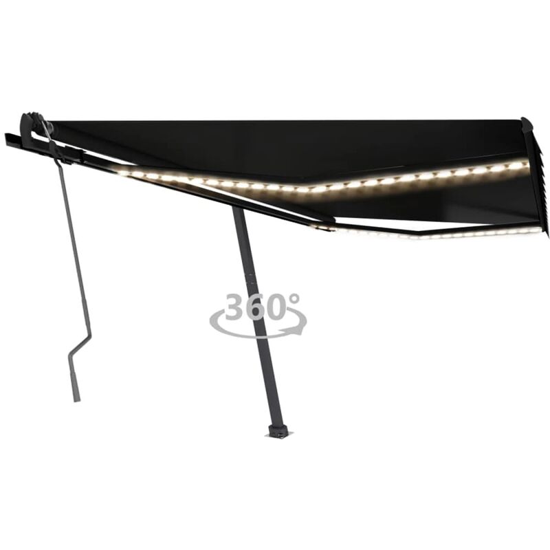 

Toldo manual retráctil con LED gris antracita 400x350 cm - Antracita - Youthup