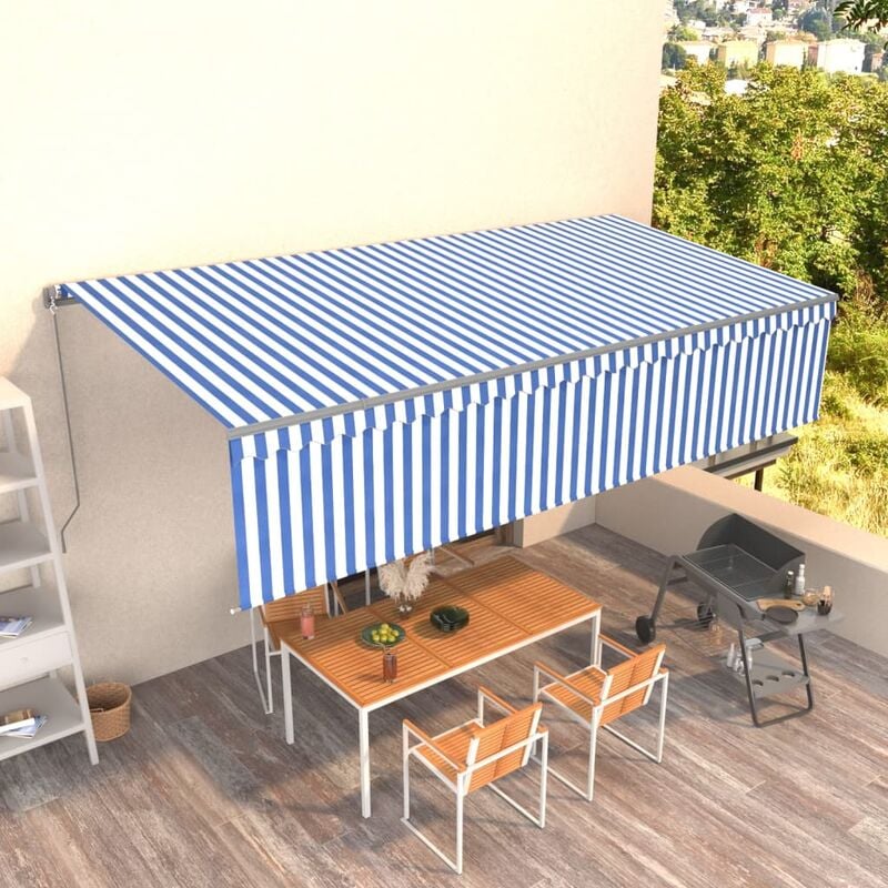 

Toldo manual retráctil con persiana 6x3 m azul y blanco - Azul - Youthup