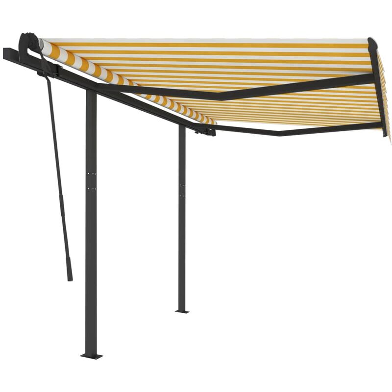 

Toldo manual retráctil con postes amarillo y blanco 3x2,5 m - Youthup