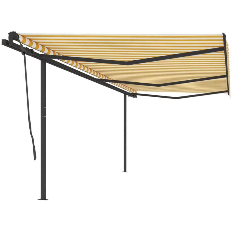 

Toldo manual retráctil con postes amarillo y blanco 6x3,5 m - Youthup
