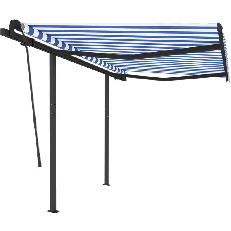 

Toldo manual retráctil con postes azul y blanco 3,5x2,5 m - Youthup