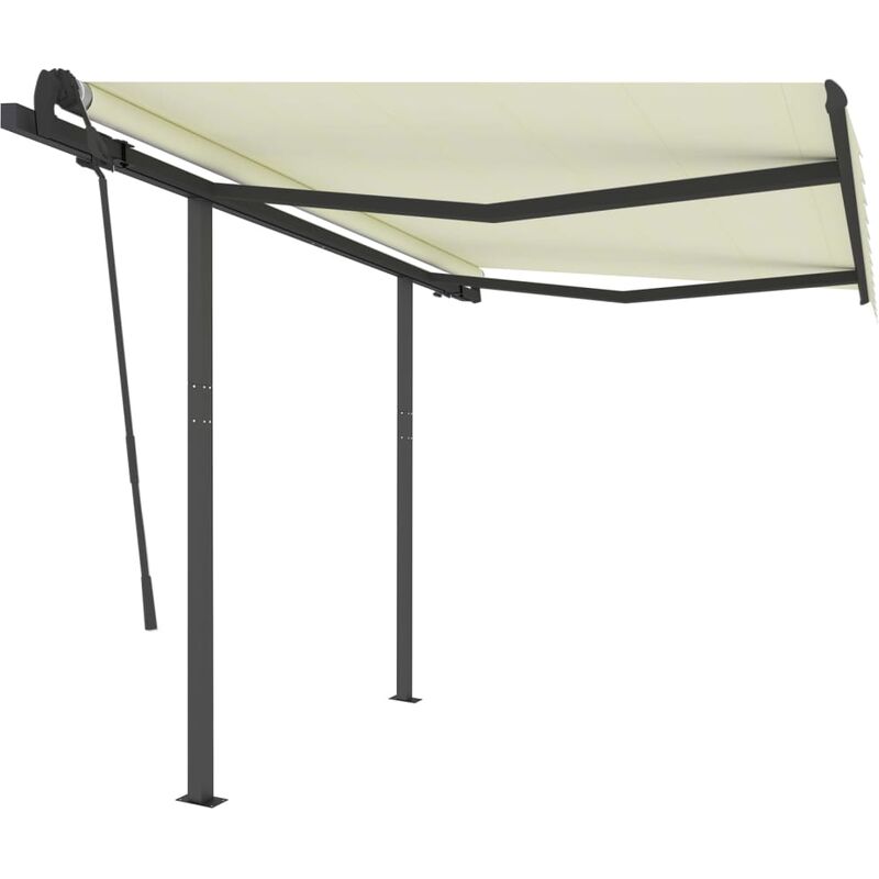 

Toldo manual retráctil con postes color crema 3,5x2,5 m - Youthup