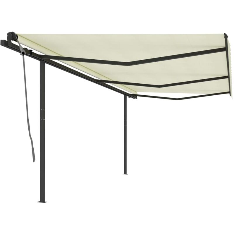 

Toldo manual retráctil con postes color crema 6x3 m - Youthup