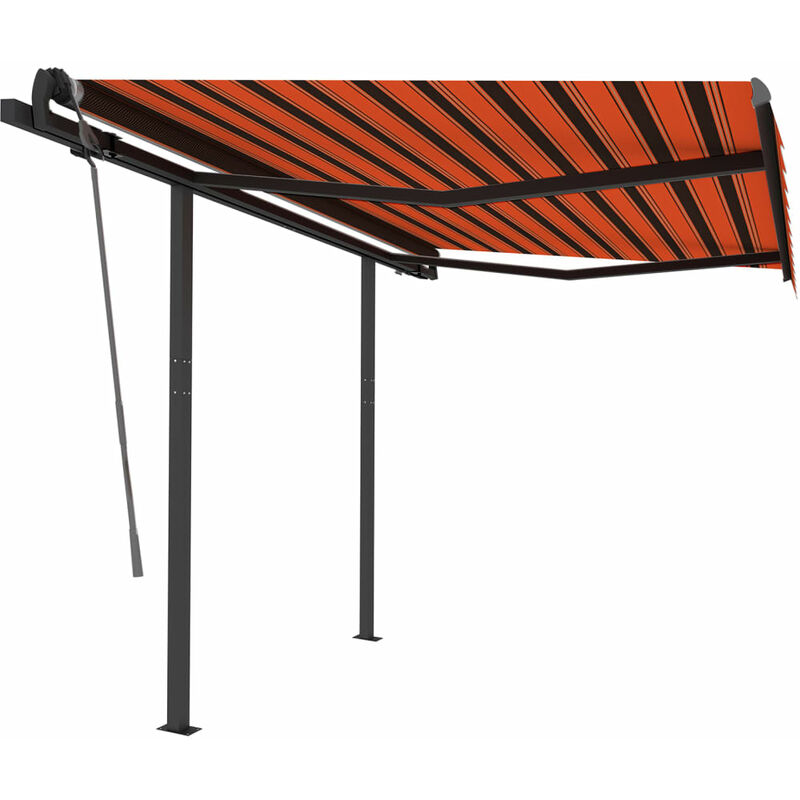 

Toldo manual retráctil con postes naranja y marrón 3,5x2,5 m - Youthup