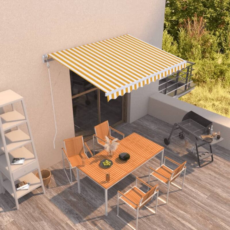 

Toldo retráctil automático amarillo y blanco 350x250 cm - Amarillo - Youthup