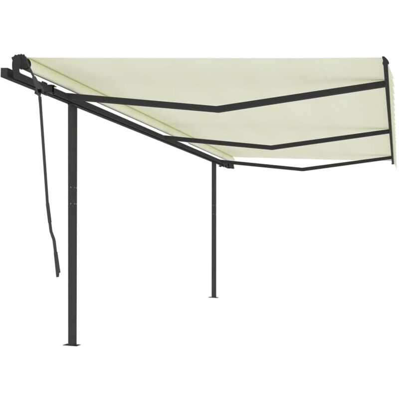 

Toldo retráctil automático con postes color crema 6x3,5 m - Youthup