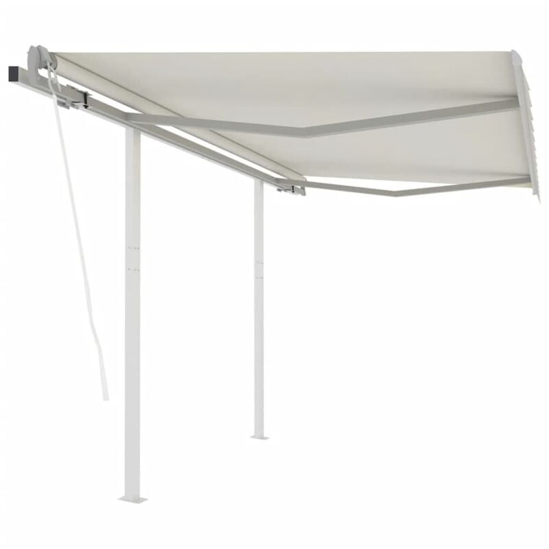 

Toldo retráctil automático con postes crema 3,5x2,5 m - Crema - Youthup