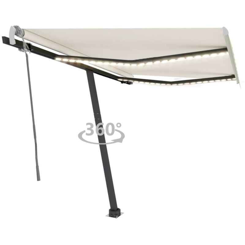 

Toldo retráctil manual con LED color crema 350x250 cm - Crema - Youthup