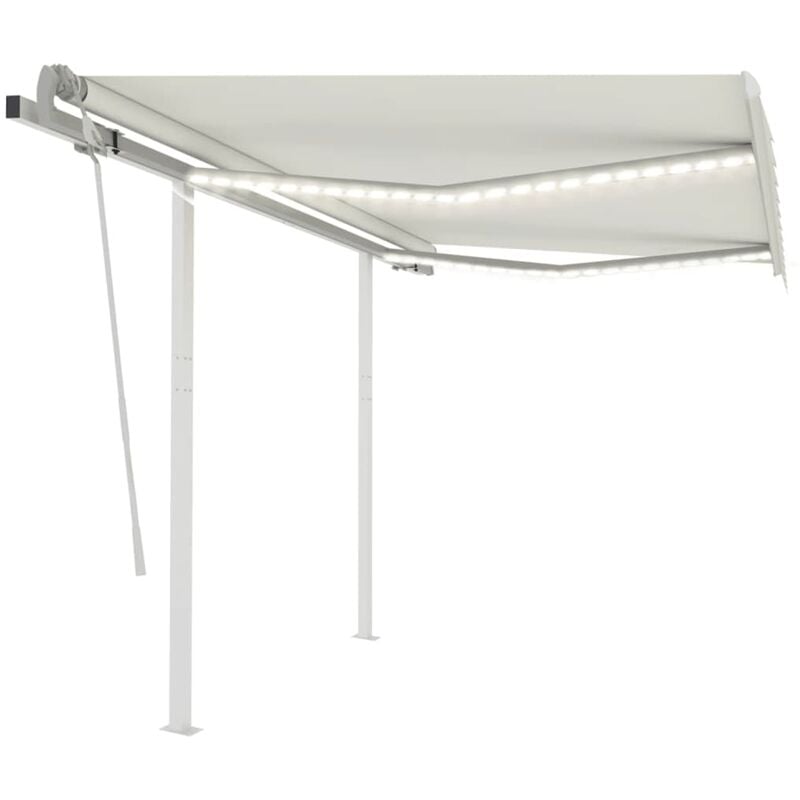 

Toldo retráctil manual con LED crema 3,5x2,5 m - Crema - Youthup