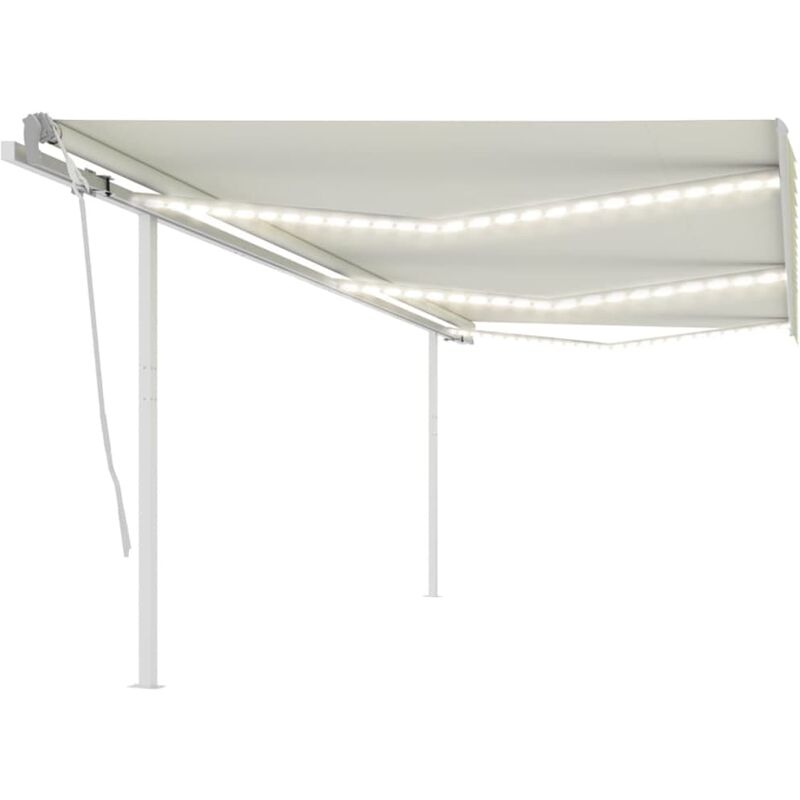 

Toldo retráctil manual con LED crema 6x3,5 m - Crema - Youthup