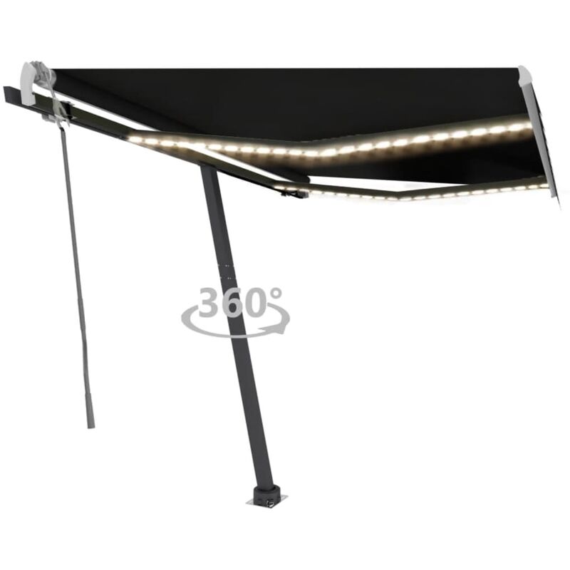 

Toldo retráctil manual con LED gris antracita 300x250 cm - Antracita - Youthup