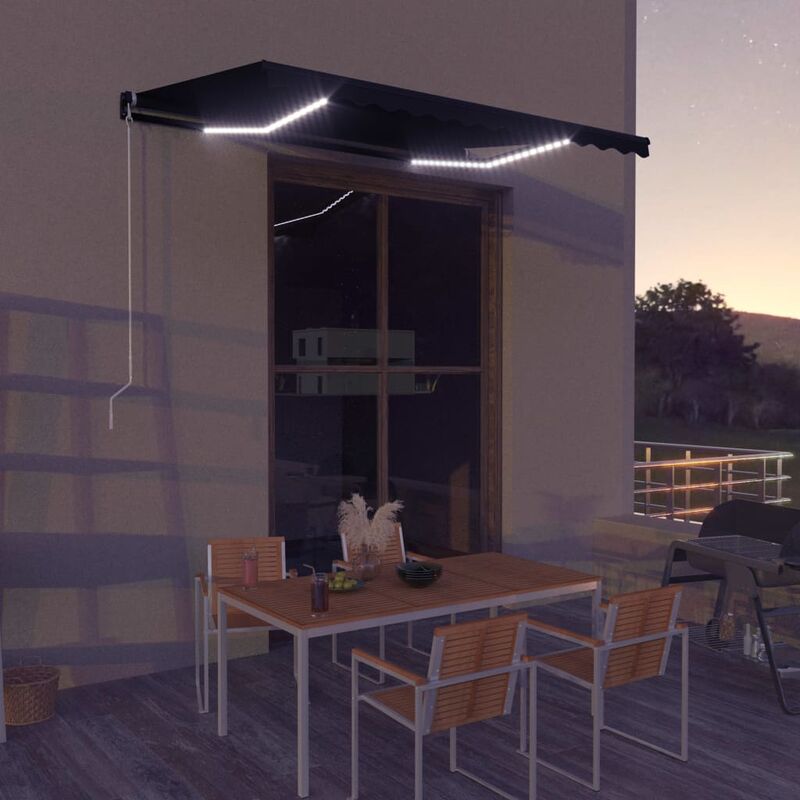 

Toldo retráctil manual con LED gris antracita 350x250 cm - Gris - Youthup