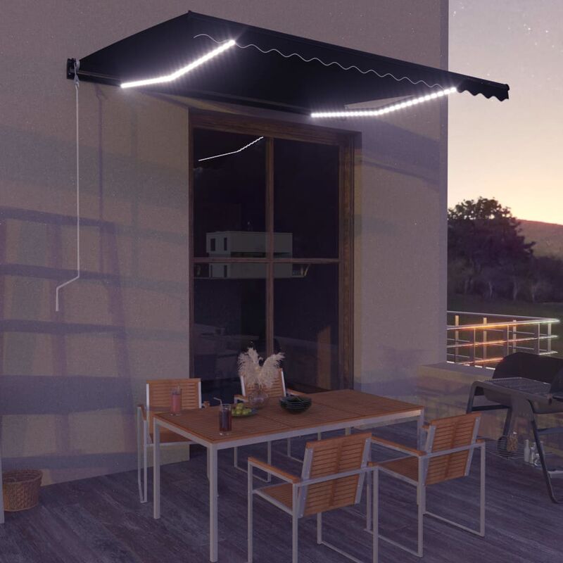 

Toldo retráctil manual con LED gris antracita 400x300 cm - Gris - Youthup