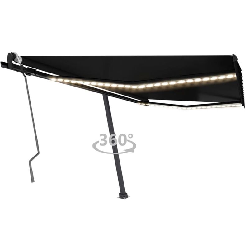 

Toldo retráctil manual con LED gris antracita 450x300 cm - Antracita - Youthup