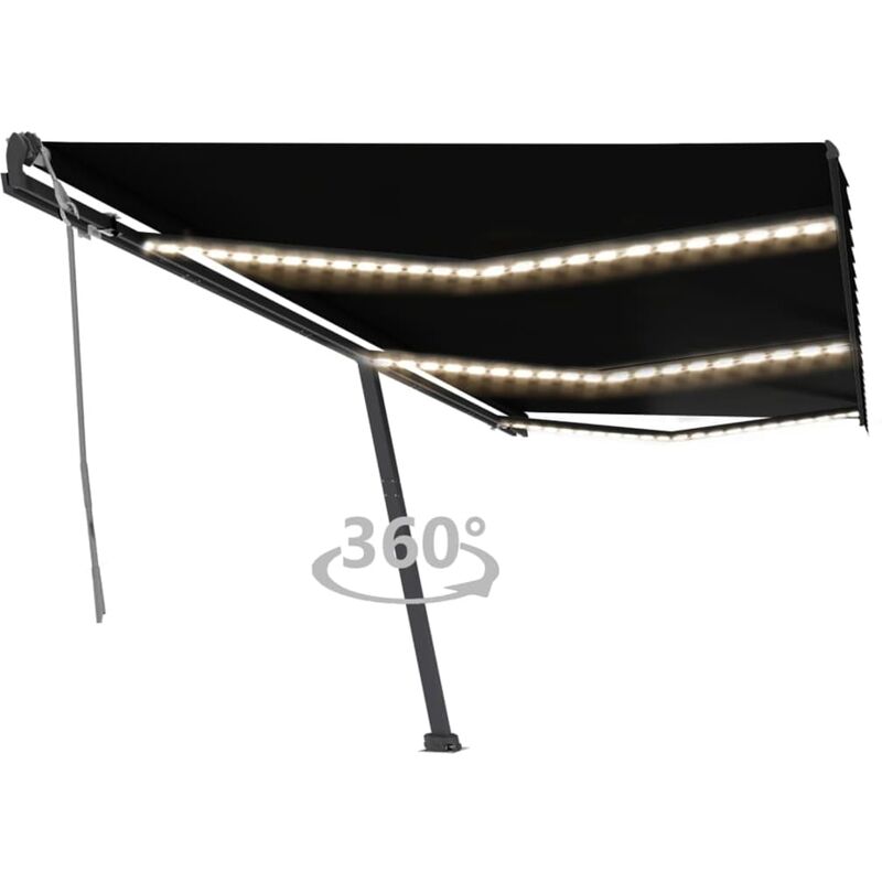 

Toldo retráctil manual con LED gris antracita 600x300 cm - Antracita - Youthup
