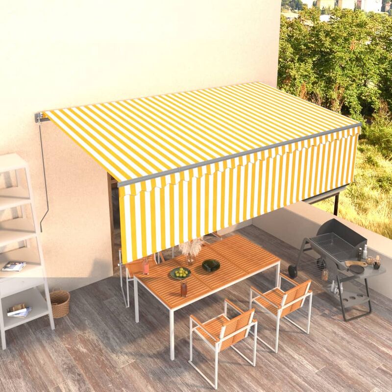 

Toldo retráctil manual con persiana 5x3 m amarillo y blanco - Amarillo - Youthup