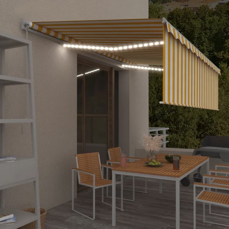 

Toldo retráctil manual con persiana y LED 5x3 m amarillo blanco - Amarillo - Youthup