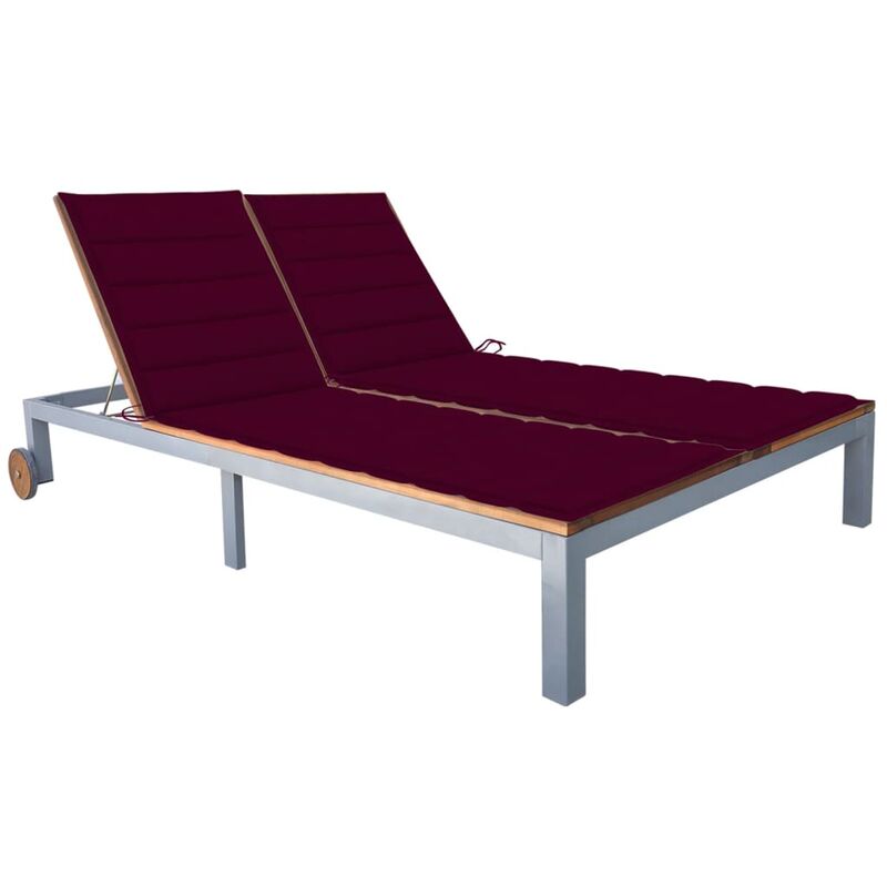 

Tumbona 2 personas con cojín madera maciza de acacia y acero - Marrón - Youthup