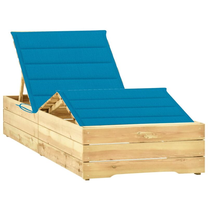 

Tumbona con cojín azul madera de pino impregnada - Azul - Youthup