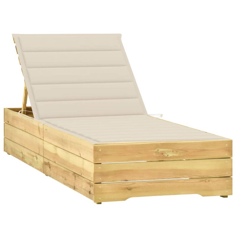 

Tumbona con cojín crema madera de pino impregnada - Crema - Youthup