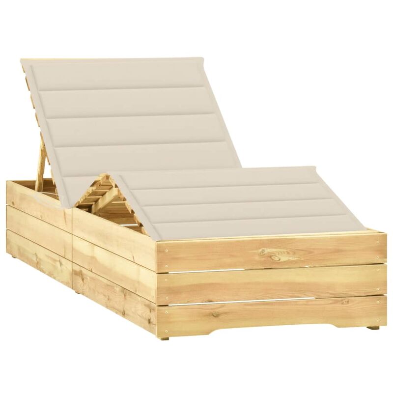 

YOUTHUP Tumbona con cojín crema madera de pino impregnada - Crema