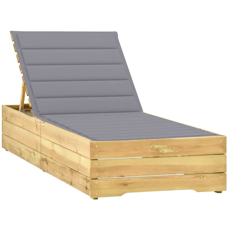 

Tumbona con cojín gris madera de pino impregnada - Gris - Youthup