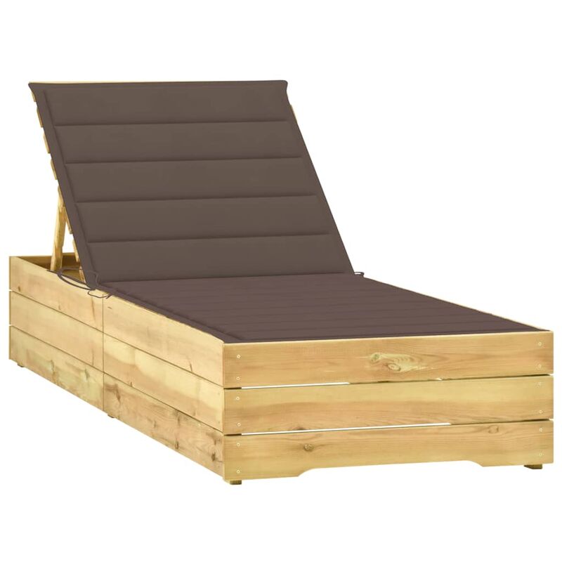 

Tumbona con cojín gris taupé madera de pino impregnada - Gris Topo - Youthup