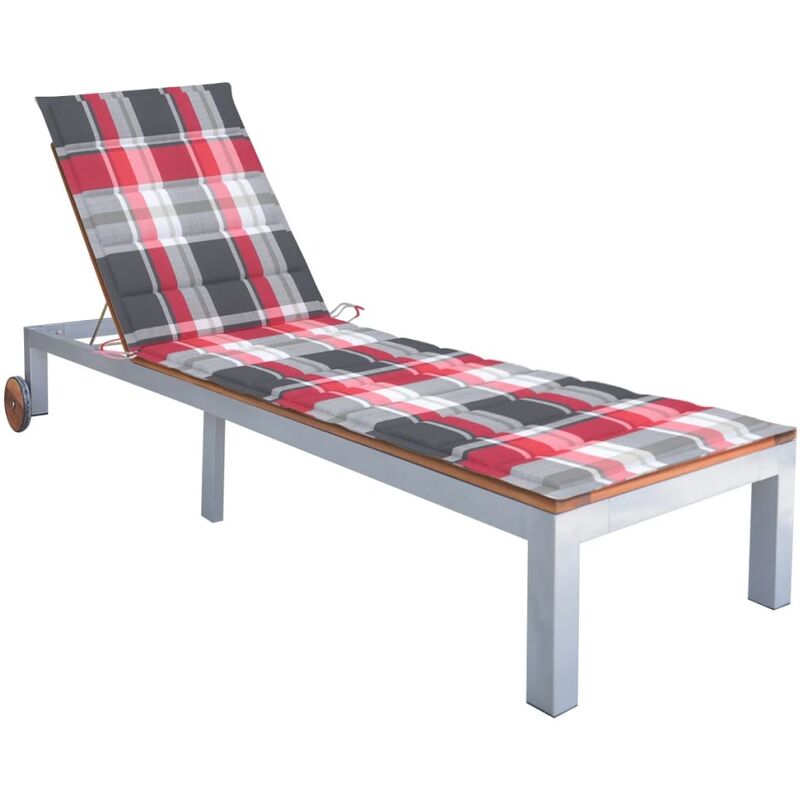 

Tumbona con cojín madera maciza de acacia y acero galvanizado - Marrón - Youthup