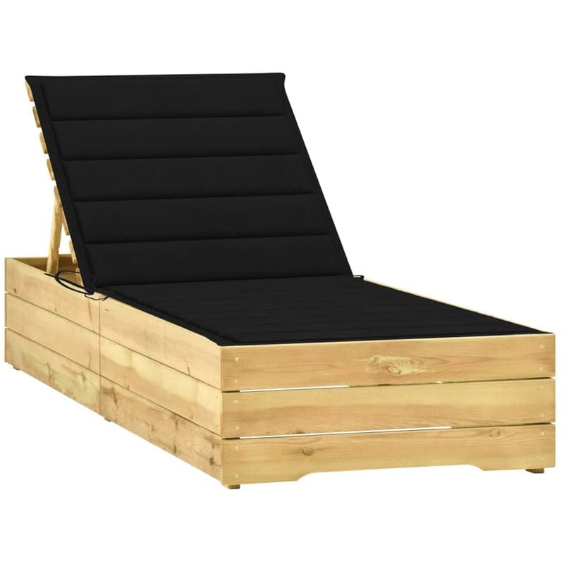 

Tumbona con cojín negro madera de pino impregnada - Negro - Youthup