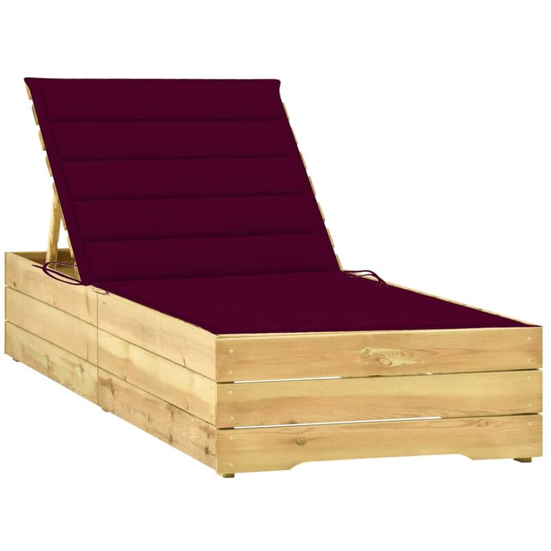 

Tumbona con cojín rojo tinto madera de pino impregnada - Rojo - Youthup