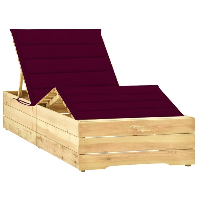 

Tumbona con cojín rojo tinto madera de pino impregnada - Rojo - Youthup