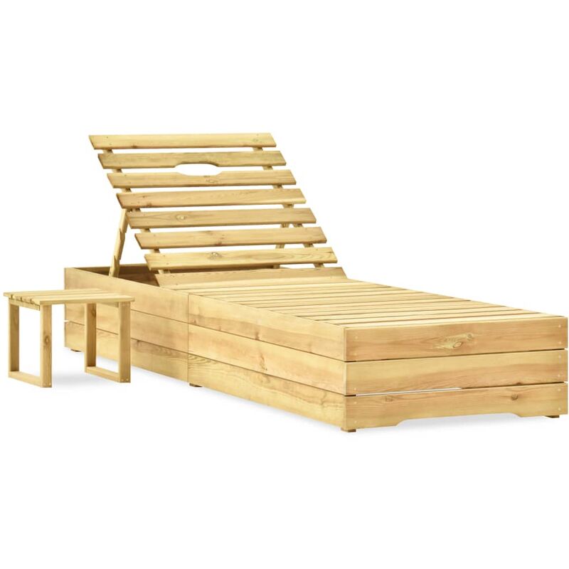 

Tumbona con mesa de madera de pino impregnada verde - Youthup