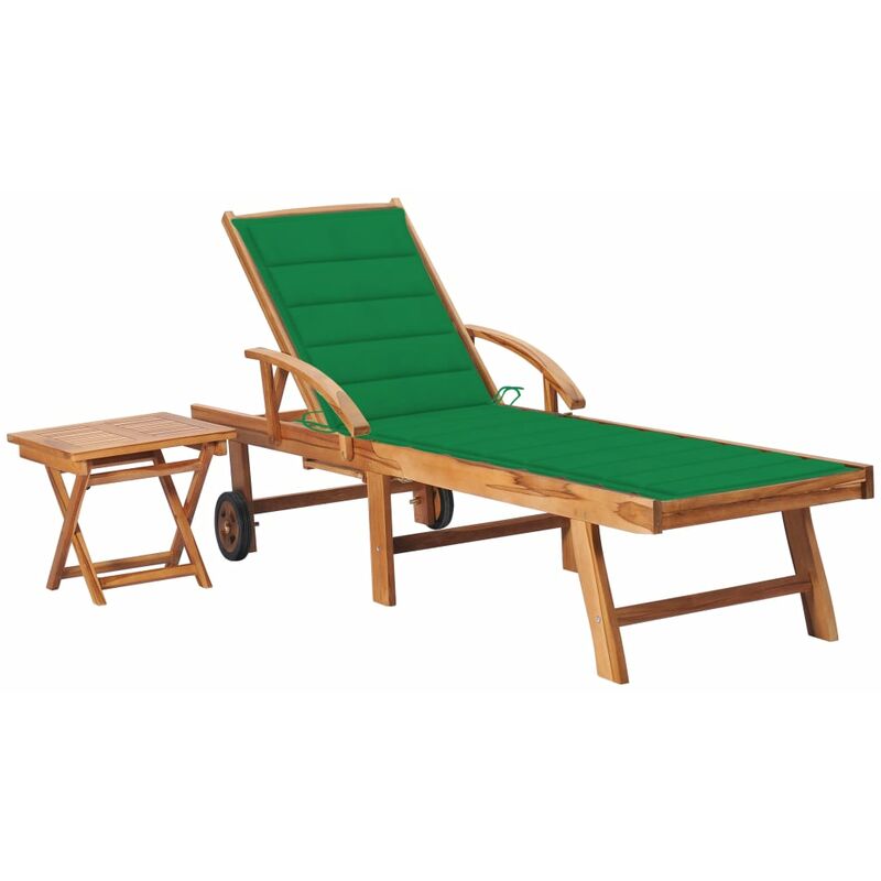 

Tumbona con mesa y cojín madera maciza de teca - Youthup