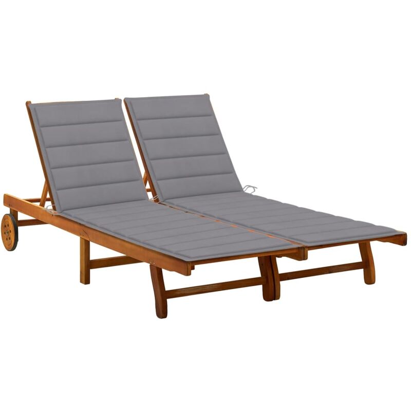 

Tumbona de jardín 2 personas y cojines madera maciza de acacia - Gris - Youthup